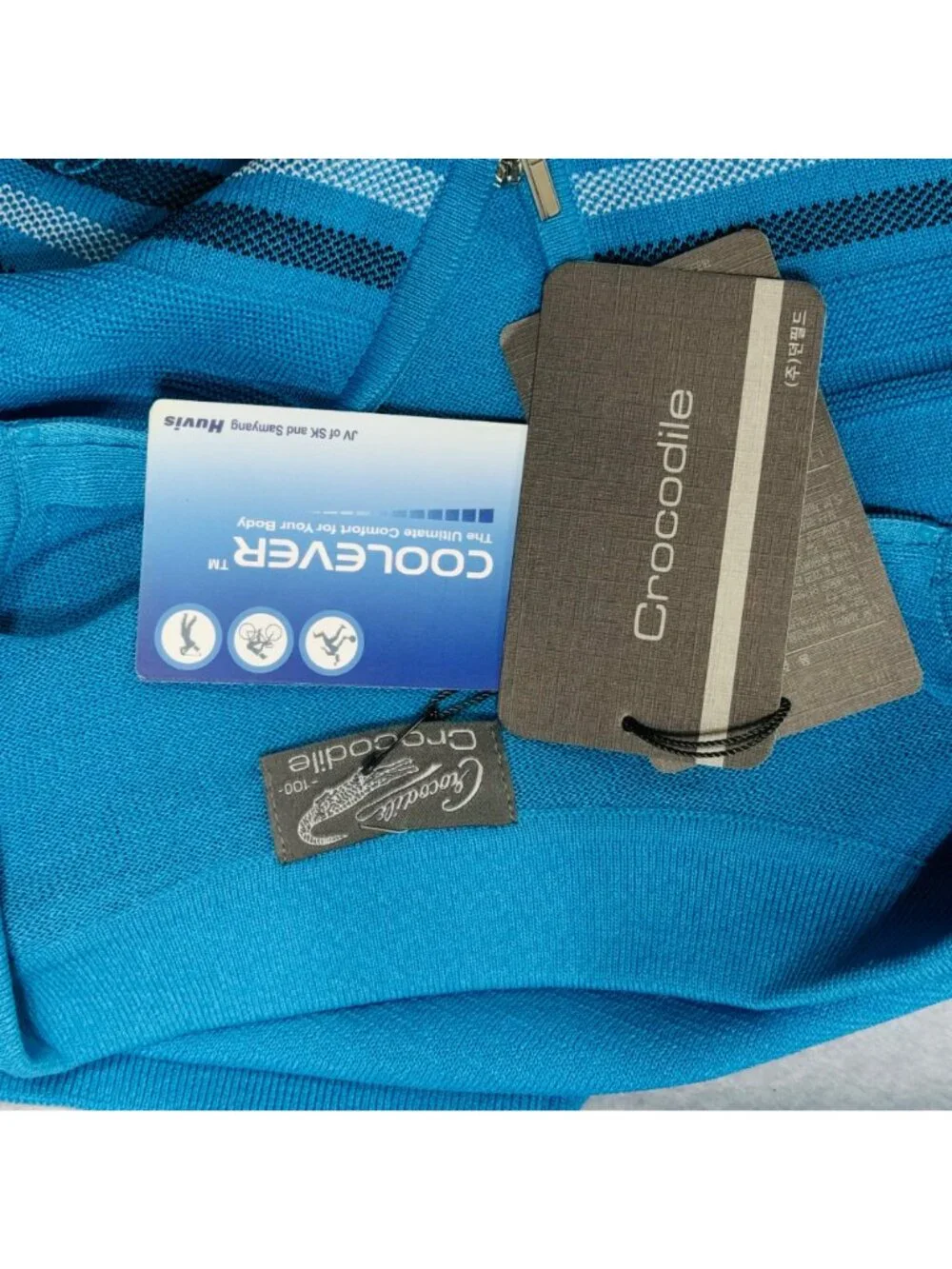 Crocodile Men’s Shirt Long Sleeve Blue Knit 1/4 Zip Pullover Size 2XL